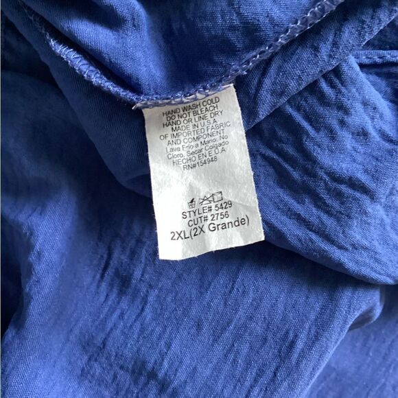 Spin - Women’s Blue V-Neck Baby Doll Tunic - 2X - Picture 5 of 8